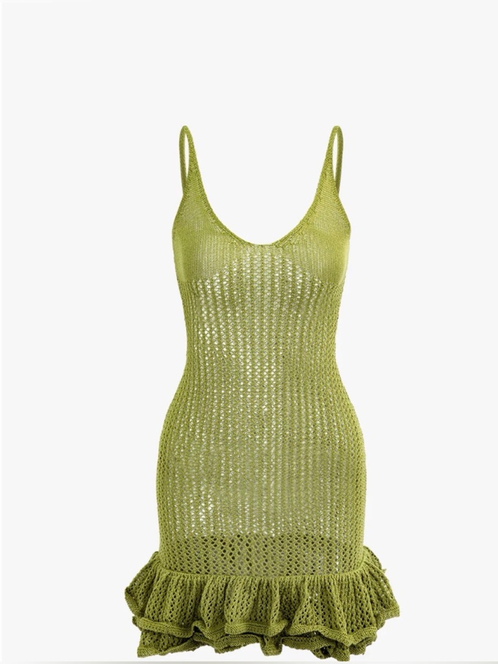 Olive Green Crochet Swim Cover Dress - Women's Swim